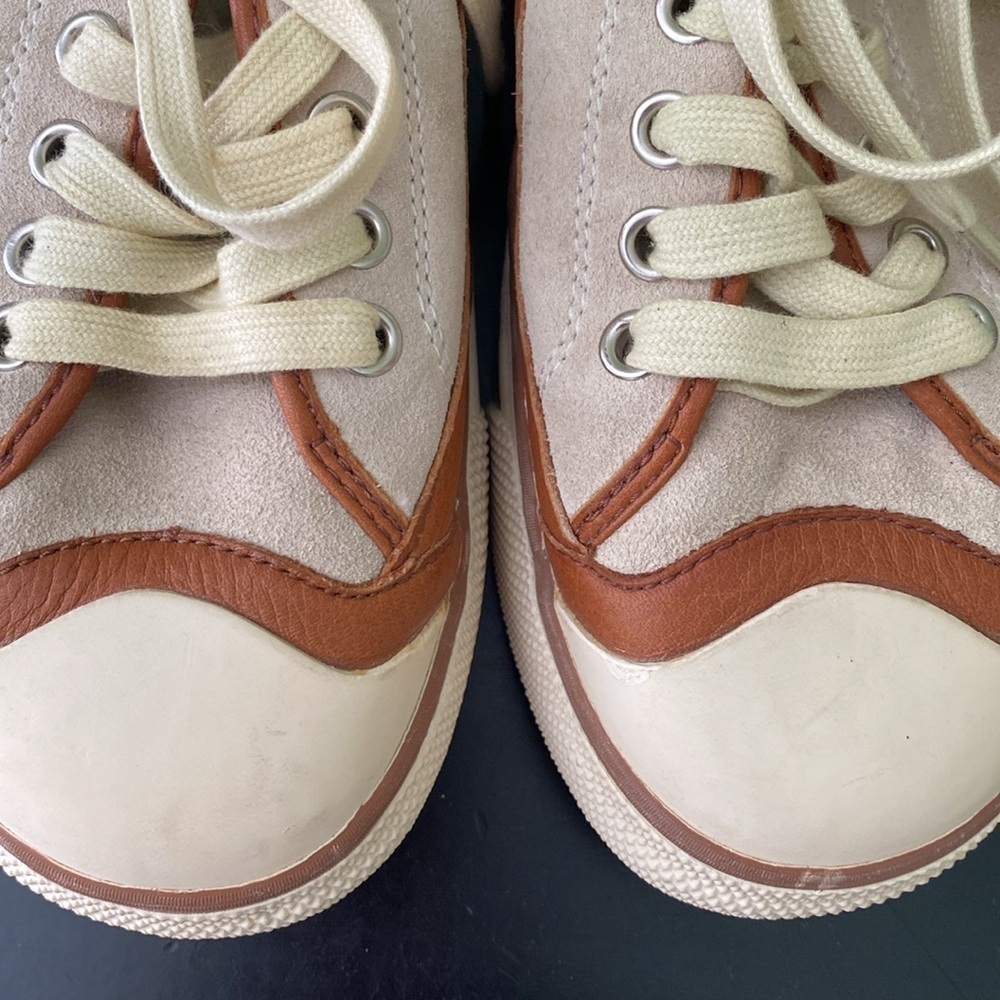 Earth Harbor Leather Suede Lace Up Sneakers Shoes Powder Cream & Tan Size 6 - Picture 5 of 12